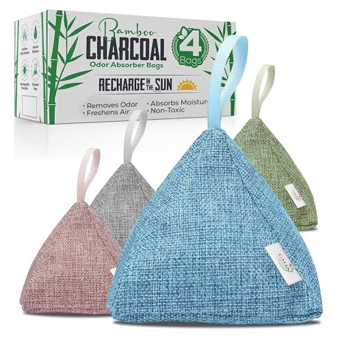 4 Pack Bamboo Charcoal Air Purifier Bags 200 Grams Each (Designer Colors)