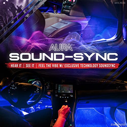 Aura Double Glow RGB Interior Show Car Lights with Remote Control (4pc Double Row / RGB (Red, Green, Blue))