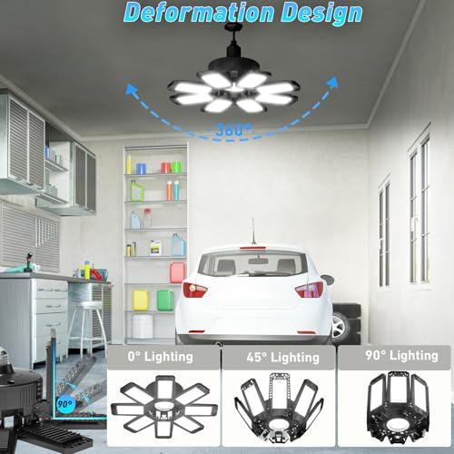 Garage Light 240W 24000LM 6500K Garage Lights Ceiling LED with 8+1 Deformable Panels (8+1 Panels)