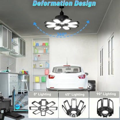 Garage Light 240W 24000LM 6500K Garage Lights Ceiling LED with 8+1 Deformable Panels (8+1 Panels)
