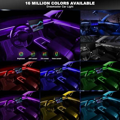 Acrylic Interior Car LED Strip Light with Wireless APP (RGB Color 6 in 1)