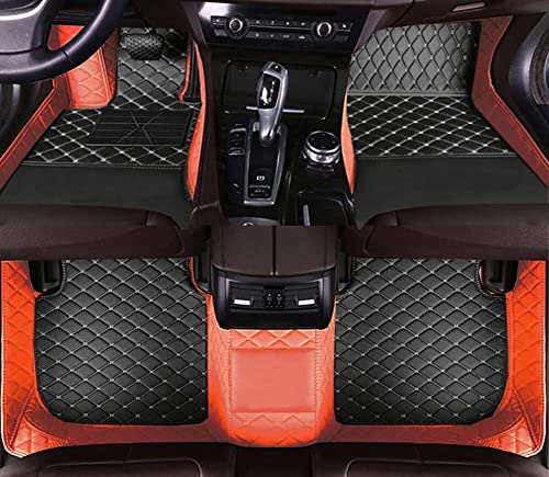 Custom All Weather Protection Leather Car Floor Mats for Cars Sedan SUV Sports Car Waterproof Floor Mat (Black+orange)