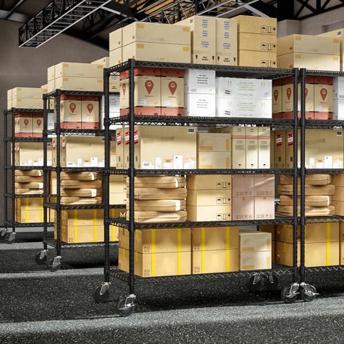 53" W Garage Shelving 5 Tier Industrial 2200LBS Metal Shelving Units for Commercial (5 Tier 23.6" D x 53.2" W x 73.6" H / Black)