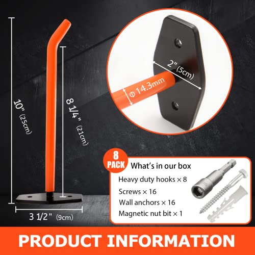 8 Pack 10 Inch Tire Wall Mount (8 Pack – Orange / 10" (250mm))