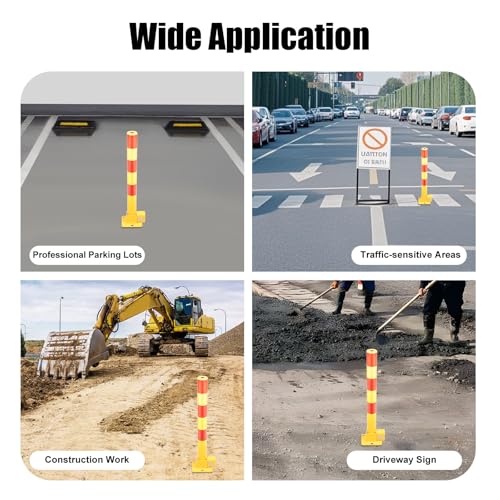 23In Q195 Iron Pipe Safety Bollard Yellow & Red Parking Barrier