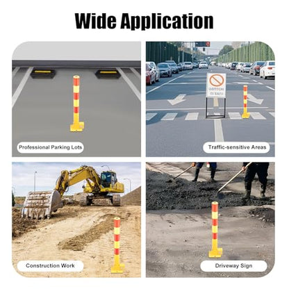 23In Q195 Iron Pipe Safety Bollard Yellow & Red Parking Barrier