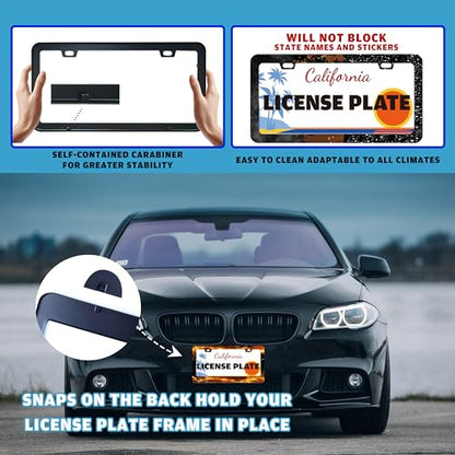 Yellow Red Thunder Lightning License Plate Frame Stainless Steel 6 X 12 in (Yellow Red Thunder And Lightning)