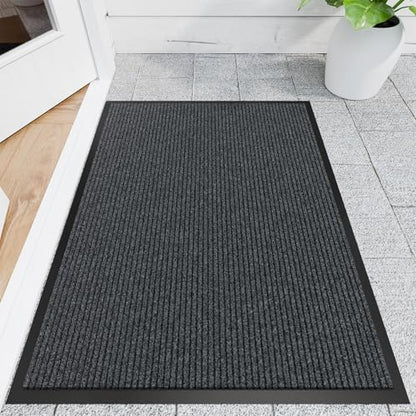 Front Door Mat (3' x 4' (Rectangular) / Gray-stripe)