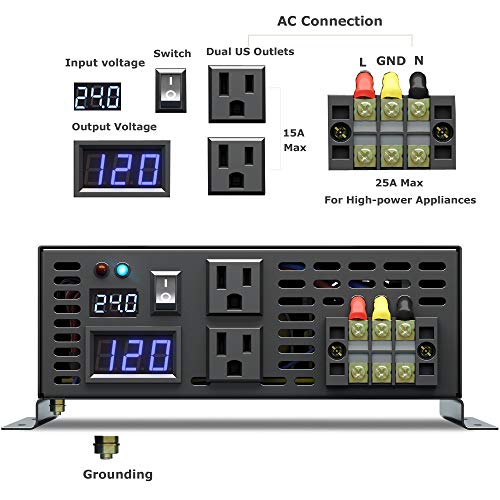 Strong Driving Capacity 2500W 24VDC to 120VAC Pure Sine Wave Inverter Power Converter (2500W 24V)