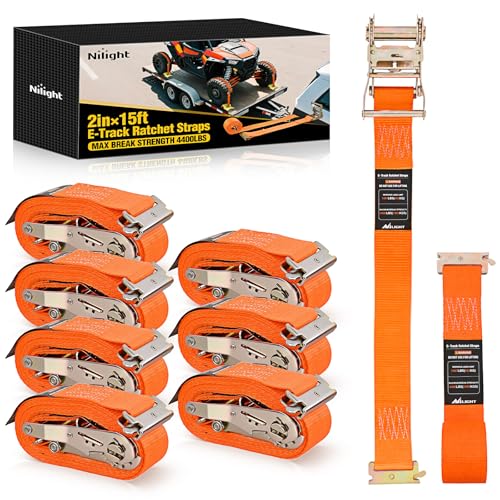 E Track Ratchet Straps 8 Pack 2" x 15' Orange (2in x 15ft E-Track Ratchet Straps)