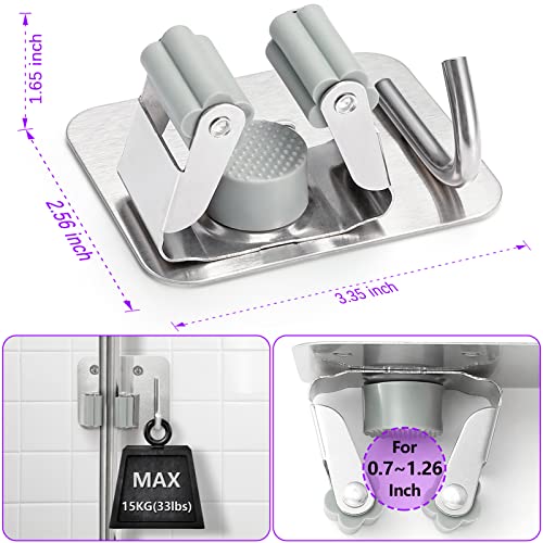 Broom Holder Wall Mount Screw Drilling (Silver)