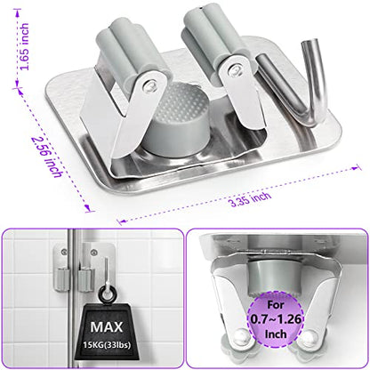 Broom Holder Wall Mount Screw Drilling (Silver)