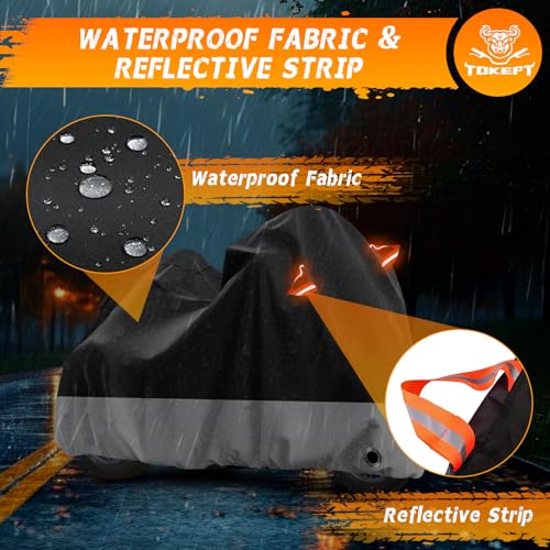 Trike Cover Waterproof Outdoor Heavy Duty 3 Wheel Motorcycle Cover (Black&Grey)