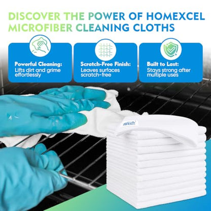 White Microfiber Cleaning Cloth 12 Pack (White / 12.5 x 12.5 Inch)