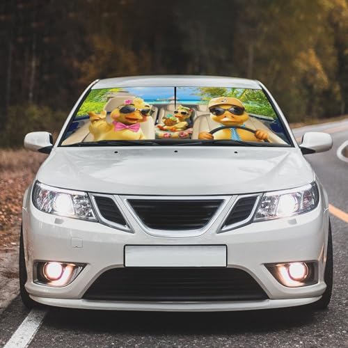Funny Duck Car Windshield Sunshade Umbrella Foldable Umbrella (57X31 Inch / Color-DUCK1)