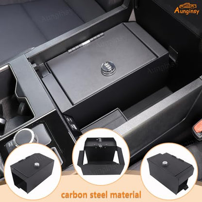 Car Center Console Lock Safe Box Armrest Storage Compatible with Toyota Tundra 2022 (Black)