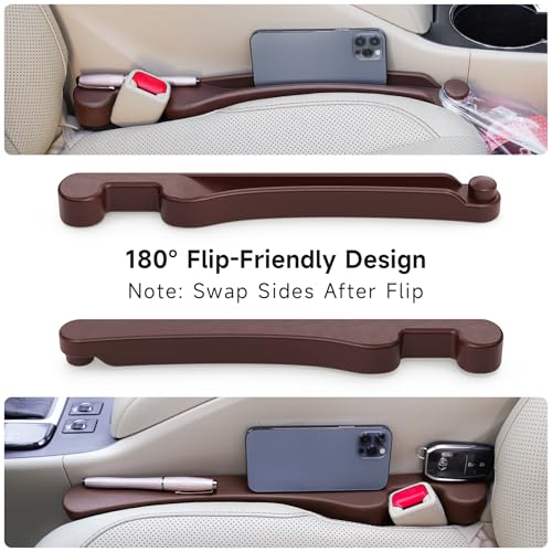 Car Seat Gap Filler Organizer 2Pack Soft Foam 3IN1 Multifunctional (Espresso brown / Most Cars – Standard)