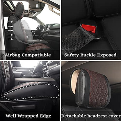 Car Seat Covers for Dodge Ram 2 Pcs Front (2 PCS Front,Black-Brown)