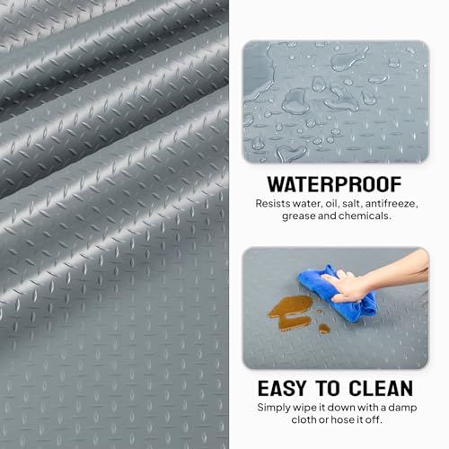 7.5x20 FT Garage Floor Mat for Under Car (Gray Diamond / 7.5'x20')
