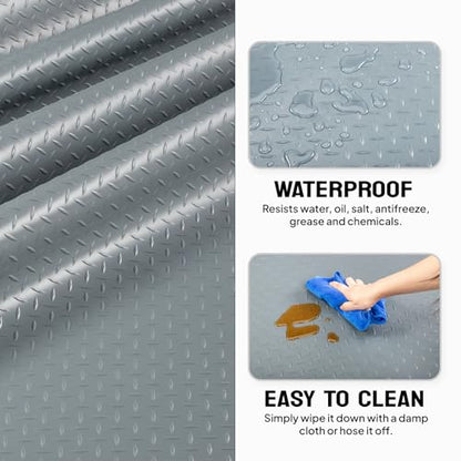 7.5x17 FT Garage Floor Mat for Under Car (Gray Diamond / 7.5'x17')