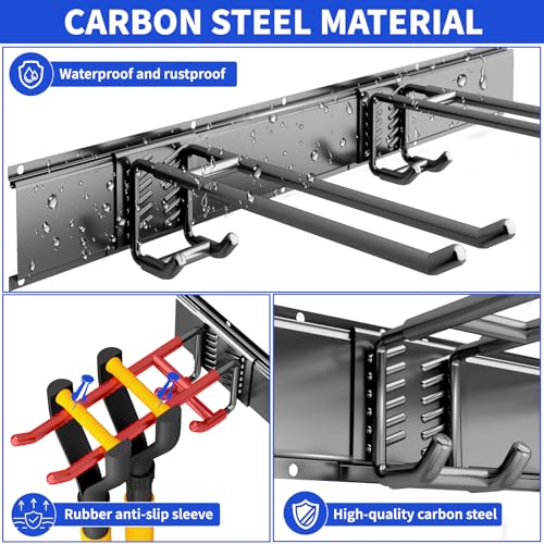 Garage Tool Organizer Wall Mount (48" - 6 Bilayer Hooks)