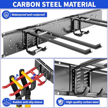 Garage Tool Organizer Wall Mount (48" - 6 Bilayer Hooks)