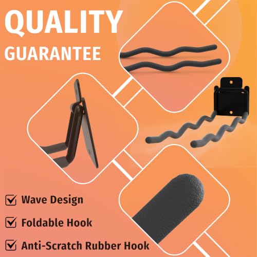 4 Pack 12 Inch Wave Garage Hooks Wall Mount Hangers