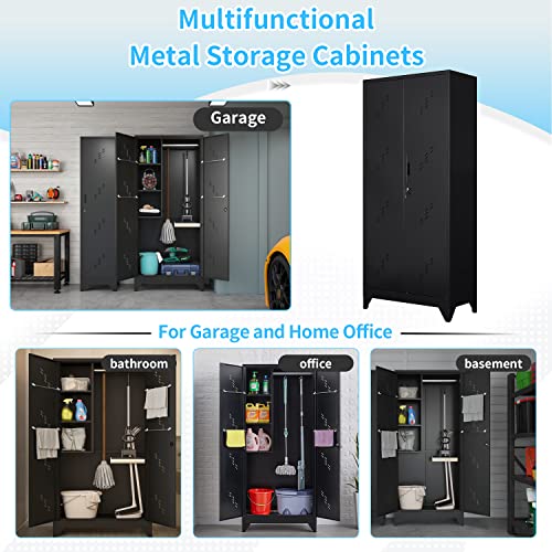 75" Metal Storage Cabinet with Lock (75"h Dark Black)