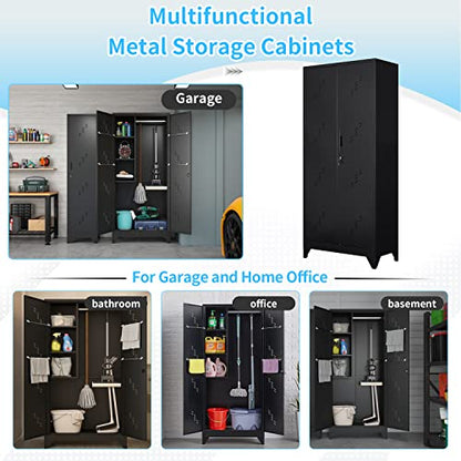 75" Metal Storage Cabinet with Lock (75"h Dark Black)