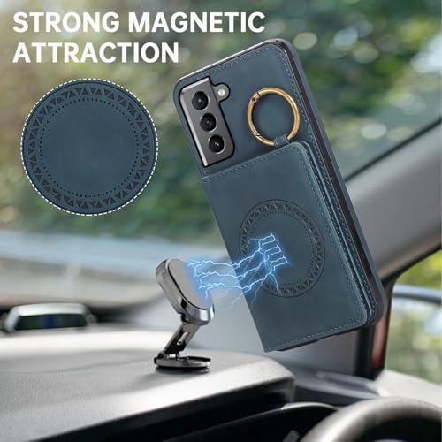 Compatible with Samsung Galaxy S21 Plus S21+ 5G Wallet Case Screen Protector Crossbody Shoulder Strap Ring Buckle Stand Card Holder Magnetic Car Mount Phone Cover for S21+5G S21plus Women Men Green (Green / for S21 Plus)