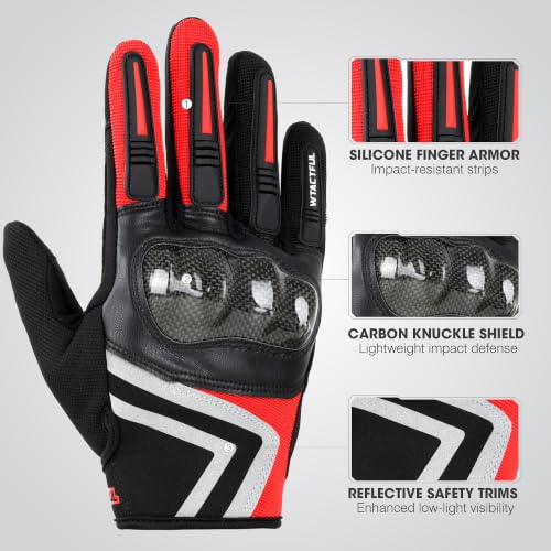 Lightweight Motorcycle Gloves for Men Women Touchscreen Summer (Red / X-Large)
