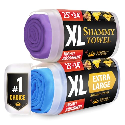 XL Shammy Towel for Car (Purple and Blue / 2 Pack (25” x 34”))