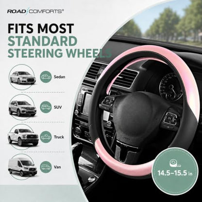 Steering Wheel Cover (Black&Pink)