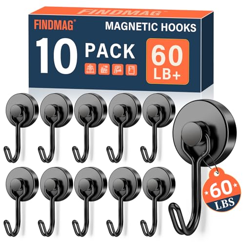 10 Pack Black Magnetic Hook (Black / 0.98in)