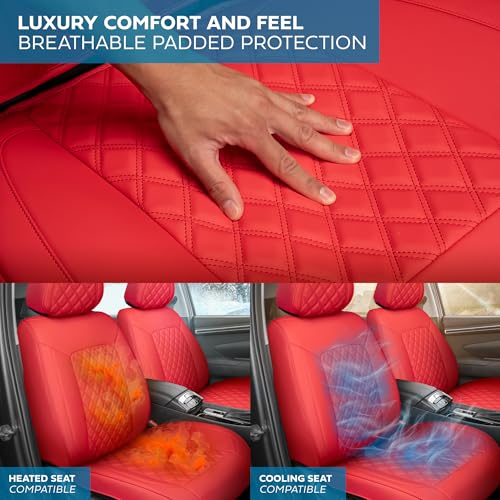 Curated Cabernet Napa Leather Seat Covers for Cars & SUVs (Red (Cabernet) / Front Seats)