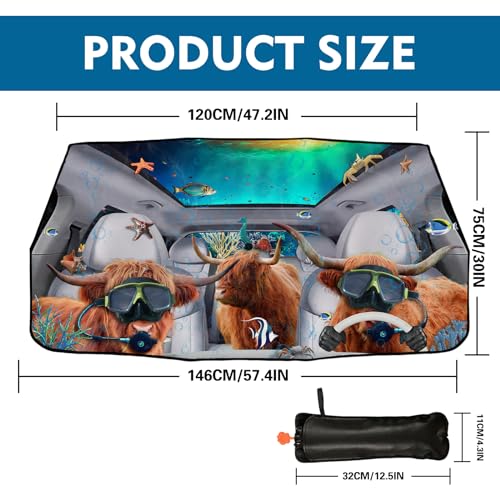 Funny Cow Car Windshield Sun Shade Umbrella Car Sunshade Cow Car Accessories Blocks Uv Rays Keeps Car Cool Sun Shade Car Windshield Cover Blocks UV Rays Automotive (One Size / Funny Cow)