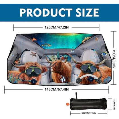 Funny Cow Car Windshield Sun Shade Umbrella Car Sunshade Cow Car Accessories Blocks Uv Rays Keeps Car Cool Sun Shade Car Windshield Cover Blocks UV Rays Automotive (One Size / Funny Cow)