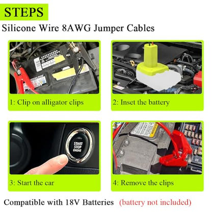 Jumper Cables Adapter Compatible with Ryo.bi 18V Batteries 8AWG 2FT (2FT)