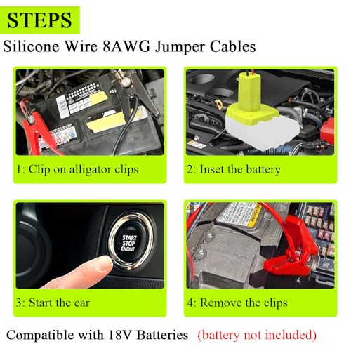 Jumper Cables Adapter Compatible with Ryo.bi 18V Batteries 8AWG 3.28FT (3.28FT)
