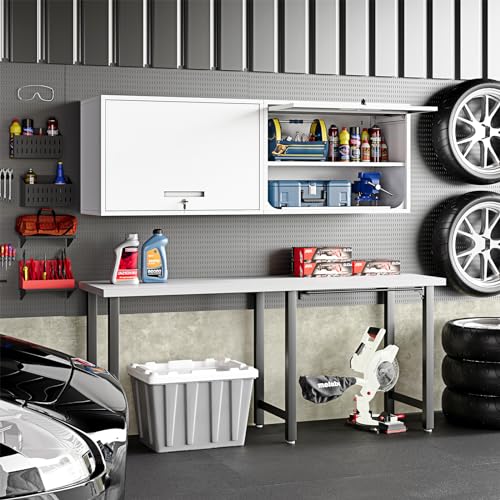 Bathroom Wall Cabinet Medicine Cabinet Over The Toilet Storage Upper Storage Cabinet Metal Wall Cabinet Garage Assembly Required White (White / 22" Tall)