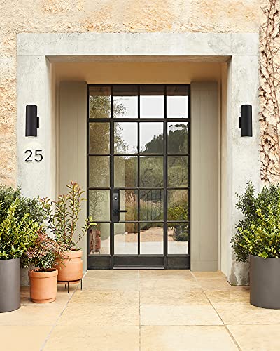 Cylinder Outdoor Wall Sconce Lights (Black 2PK)