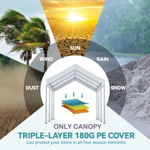 12'x20' Carport Canopy Replacement Cover White (White / 12'x20')