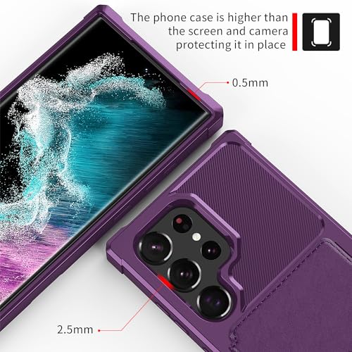 for Samsung Galaxy S23 Ultra Case with Card Holder (Purple / Samsung Galaxy S23 Ultra)