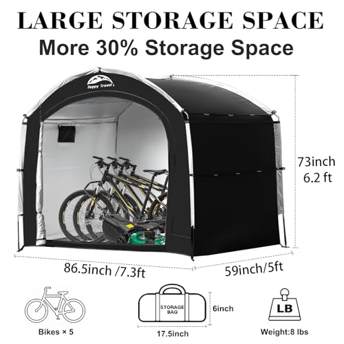 Outdoor Waterproof Bike Storage Tent Shed for 2 (5x7.3x6.2ft)