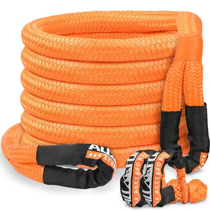 Kinetic Recovery Rope Kit w (1.5"x30'(Orange) + 2pcs Soft Shackle)