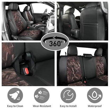 Tacoma Leather Car Seat Covers Custom Fit for Toyota Tacoma 2012 2013 2014 2015 (Leather(Black/Reed Camo) / 2012-2015 Tacoma Full Set (Regular Seats))