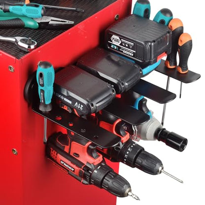 Power Tool Organizers and Storage Garage Drill Drivers Shelves Magnetic Mount 4 Slots (Power Tool Organizer 4 Slots)