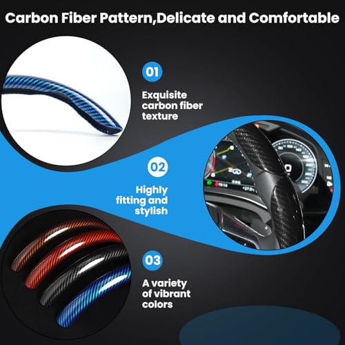Carbon Fiber Steering Wheel Cover 3PCS Set (Brown)