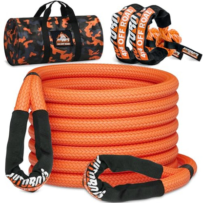 Kinetic Recovery Rope 1" x 20ft Tow Rope with 2 Soft Shackles (1"x20' Rope +2 Soft Shackle)