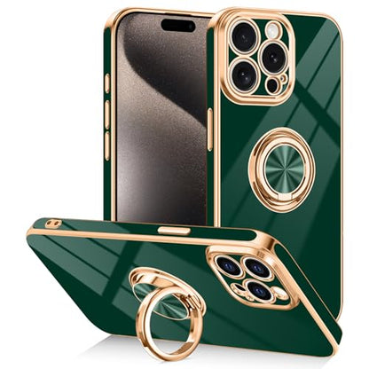 Designed for iPhone 15 Pro Max Case with Ring Stand Slim Green (Green / 6.7'' iPhone 15 Pro Max)